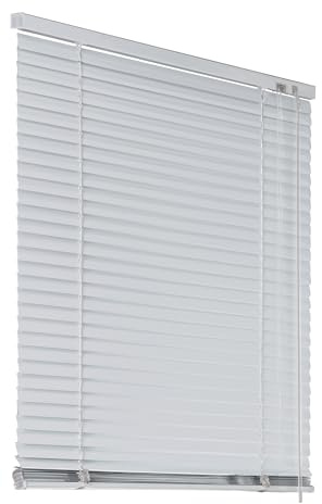 Deco4Me Alu Jalousie mit Bohren für Wand- & Deckenmontage (Weiß, 95 x 130 cm) - Fenster Rollo mit Aluminium-Lamellen 25 mm breit - Venetian Blinds, Jalousetten, Lamellenjalousie, Lamellenrollo