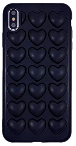 DMaos iPhone X/iPhone Xs Case for Women, 3D Pop Bubble Heart Kawaii Gel Cover, Cute Girly for iPhone 10 10s 5.8 inch - Black