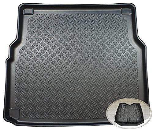 ZentimeX Z3323915 Geriffelte Kofferraumwanne fahrzeugspezifisch + Klett-Organizer (Laderaumwanne, Kofferraummatte aus Kunststoff, Schwarz)