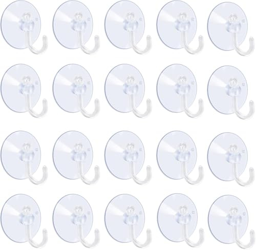 12Pcs Suction Cup Sucker Pads with Clear Plastic Hooks for Glass Window Bathroom Kitchen Door Ceiling Hooks Hangers 25mm