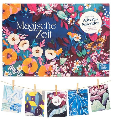 Magische Zeit - Bio-Saatgut-Adventskalender - Wilder Blütenrausch- 24 Adventskalendertütchen aus Papier befüllt mit Blumensamen von Magic Garden Seeds
