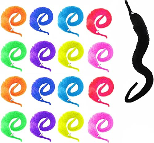 dancepandas 45 Stück Wurm Spielzeug, Katze Wurm Teaser Magische Raupe Buntes Plüschspielzeug für Katzen und Kinder,Haustierspielzeug Für Kätzchentraining(9 Farben)