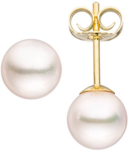 Jobo Damen-Ohrstecker aus 14 Karat 585 Gold mit Akoya Perlen 6,5 mm