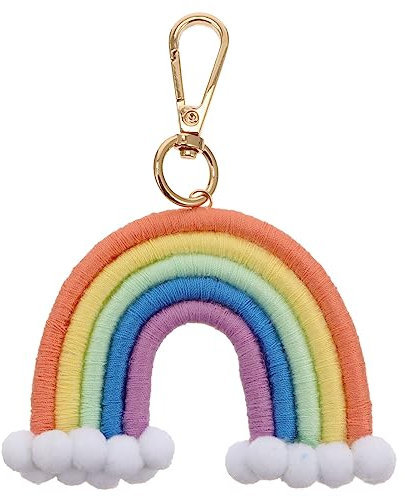 Amosfun Porte-clés arc-en-ciel en macramé - Porte-clés - Sac à main - Pour filles et femmes