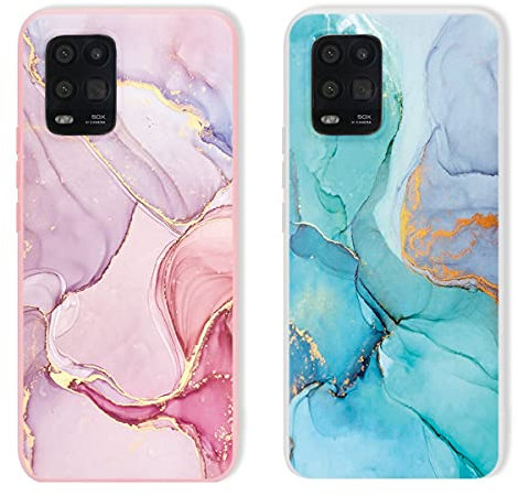 Yoedge [2 Stück für Huawei P30 Lite Hülle, Marmor Muster Motiv Matt Silikon Ultra Dünn Kratzfest Stoßfest Handyhülle, Weich TPU Bumper Schutzhülle Case für Huawei P30 Lite 6,15 Zoll - Rosa, Weiß