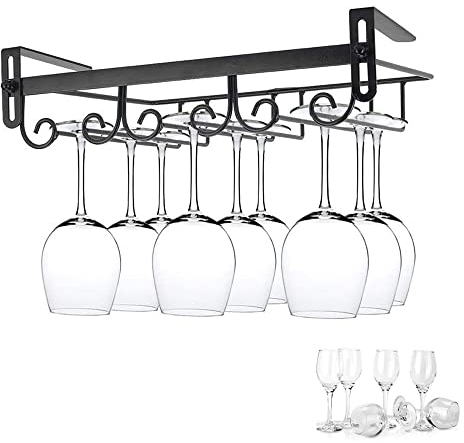 Colgador Copas, Soporte para Copa de Vino Colgante, Soporte para Copas, Estante de Copas de Vino, No Se Requiere Taladrar, para Bar Restaurante Cocina (3 Filas)