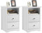 Yaheetech 2pcs Mesitas de Noche con Dos Cajones 40x35x60cm Mesillas de Noche Vintage para Dormitorio Mesita de Madera Lacada para Cama Blanco