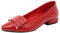 Jamron Womens Pointed Toe Block Heel Checkered Leather Pumps Shoes Soft Sole Ballerinas Red SN602C046 UK2.5