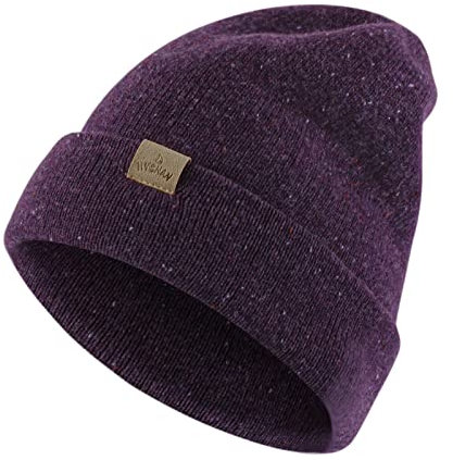 Hysnan Herren Beanie Wintermütze für Damen Merinowolle Beanies Stricken Slouchy Double Layer Warm Cuffed Skull Beanie Skifahren Skating