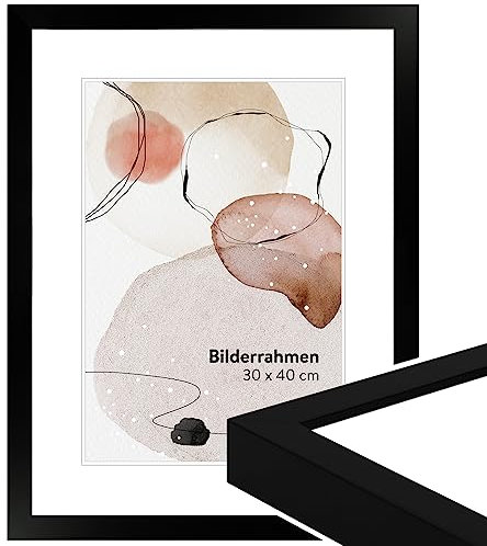 WANDStyle Bilderrahmen A3 Schwarz, DIN A3 Bilderrahmen Holz Modern 42x30 cm, hochwertiger Holzbilderrahmen, Posterrahmen zum Aufhängen, Rahmen 30x42 cm, Fotorahmen H960 - Made in Germany