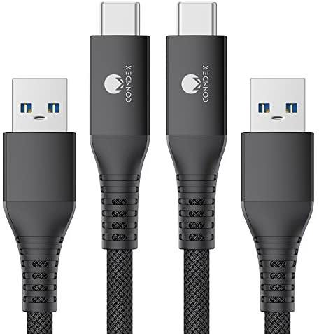 USB C Cable 10Gbps, Conmdex [2-Pack, 6ft] USB 3.1 Gen 2 Android Auto USB-A to USB-C Cable, 3A Type C Charger Fast Charging Data Transfer Cord for Samsung Galaxy S22 S21 S10 S9 Note 20 10, Black