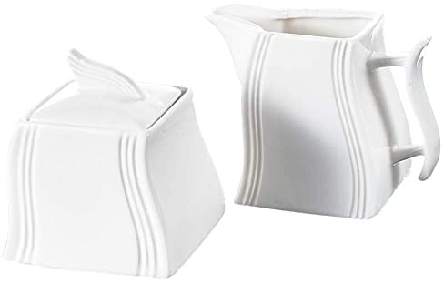 KUYWLMKMZZ Sauce Container Gravy Boat White Porcelain Cream and Sugar Jug Set Coffee and Tea 4.75 Inch Milk Jug with Handle 3.5 Inch Sugar Jug Gravy Dish (Color : White)