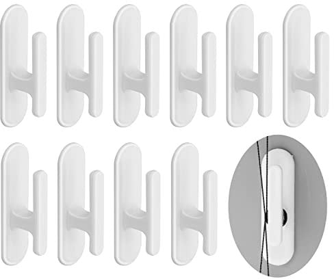 Grevosea 10 Pieces Blind Cord Winder Safety Hooks and Holder - Adhesive Wall Hook Wrap Cleats for Children Proofing in Home Office Window Blinds Curtains Sun Shades Ropes - White