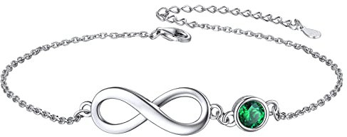 ChicSilver Damen Silber Fußkette mit Smaragd Geburssteine Fußkettchen mit Zirkonia Sommer Strand Fußschmuck mit Geschenkebox für Weihnachten Geburstag