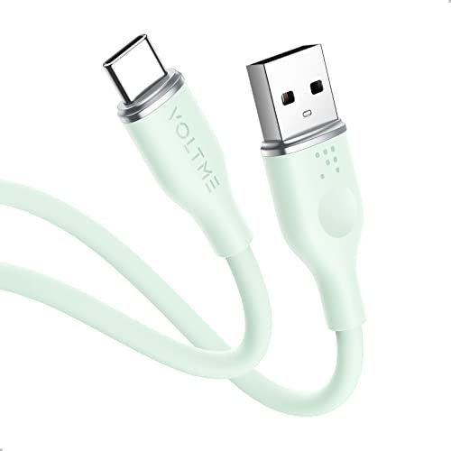 VOLTME Câble 1M USB vers USB-C 2.0 Vert, Câble en Silicone Souple Charge Rapide de Chargeur PD 3A pour téléphone ultra Doux et Flexible pour charger à la maison, en déplacement ou au bureau