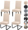 Stuhlhussen 4 oder 6er Set Stretch Stuhlhussen Abnehmbare waschbar Spandex Stuhlüberzug Stuhlbezug Stretch Universale für Hotel, Zeremonie, Bankett, Restaurant, Zuhause(4er Set, Beige)