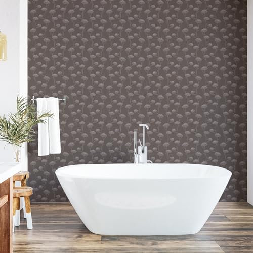 ABAKUHAUS Taupe Papier peint autocollant pour la maison, Chrysanthemum Fleurs, Accent de salon et de cuisine auto-adhésif, 33 cm x 180 cm, Taupe