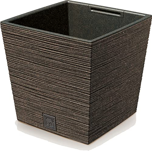 URBNLIVING Square Wood Grain Look ECO Planter Low Flower Plant Pot Indoor Outdoor Garden Decor 33% Wood (Coffee)