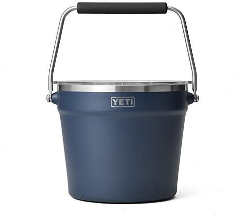YETI Rambler - Cubo para bebidas, doble pared aislada al vacío, cubo de hielo con tapa, azul marino