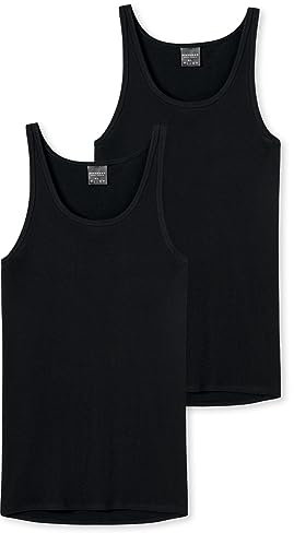 Schiesser Herren 2 Pack Unterhemd ohne Arm-Original Feinripp Unterwäsche, schwarz_005121, 9/ 3XL (2er Pack)