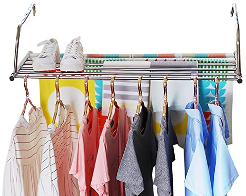 Fukamou Sèche-Linge à radiateur,Rotation Extensibles à 360° en Acier Inoxydable | Séchoir à Linge pour Balcon à 10 Niveaux réglage pour Fournitures domestiques