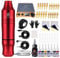 Blackbudda Tattoo Maschine set, Rotary Tattoo Maschinenstift-Kit mit Netzteil, Fußpedal & Pigment, 20 Stück Cartridge-Nadeln Semi-Permanent-Make-up-Übungsset für Make-up-Künstler (Rot)
