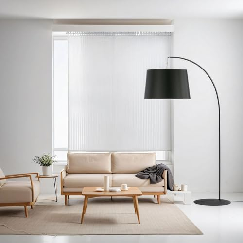 XXL Bogenleuchte Stoff Metall Schwarz Wohnzimmer 200 cm E27 max. 15W Lesen Ambiente blendarme Loft Stehlampe Innen HANG