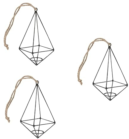 Angoily 3pcs Geometric Flower Holder Air Plant Rack Home Decor Geometric Hanging Planter Iron Home Adornment Hanging Air Plant Cradle Metal Wall Sculpture Hand Decor Electric Wire Hanger