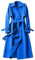 Manteau long pour femme avec ceinture - Élégant - Longueur genou - Trench - Coupe-vent - Coupe-vent - Avec poches, bleu, XXL