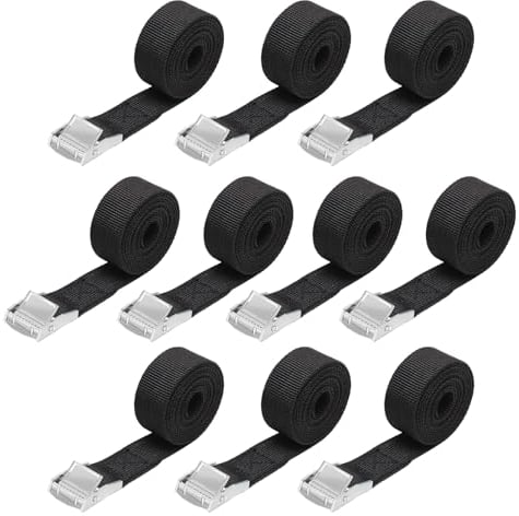 GOTFUN Lot de 10 Sangles d'arrimage Courtes de 50 cm pour Porte-vélos, Sangles de Fixation avec Boucle de Serrage pour Voiture, Petit vélo, Moto, Bagages, Camping (50cm)