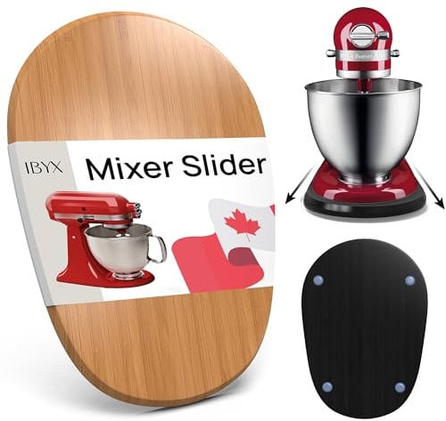 Ibyx Elegant Sliding Appliance Tray for Worktops – Roll-Out Base for Stand Mixer & Heavy Kitchen Appliances – Quiet Wheels, Bamboo