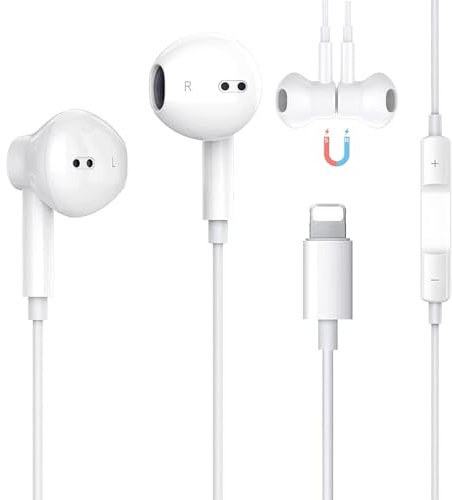Auriculares para iPhone,Cascos Cable con Aislamiento de Ruido Soporte Control de Volumen de Llamadas,Compatible con iPhone 11/12/13/14/X/XS/XR/8/7 Plus,Soporta Todo el Sistema iOS
