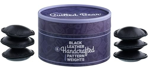 The Quilted Bear Leder- Schnittmuster Gewichte 6 x 40mm - echte Leder-Nähgewichte zum Schneiden von Stoffen und Schnittmusterpapier, handgefertigte Schneidergewichte mit Aufbewahrungsbox (Schwarz)