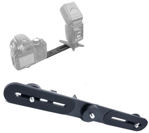 Dual Flash Bracket Staffa Doppio Staffa Flash a Slitta, Doppia Staffa Flash Doppia Staffa Di Montaggio Treppiede 1/4 Dual Camera Mount Flash Extension Bar Doppia Staffa Treppiede per Fotocamera