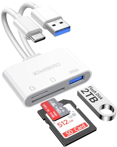 KiWiBiRD SD Card Reader USB C, USB SD Card Reader, MicroSD to USBC Adapter for SDHC SDXC Memory Cards Compatible with iPhone 16 15 Plus Pro Max Mac MacBook iPad Air Pro, Galaxy S25 S24 Android Phone
