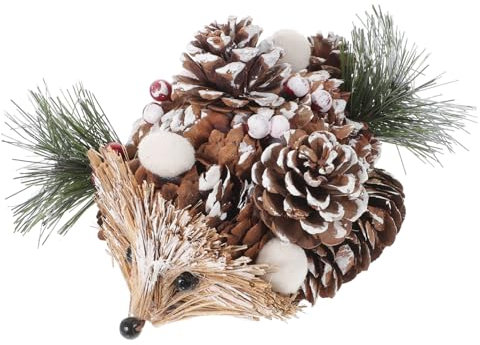 PRETYZOOM 1stk Strohvogel Igel-skulptur Handgemachtes Igelfiguren Tannenzapfen-beeren-dekor Schöne Igel-Dekoration Mini-Igel-Figur Tannenzapfen-Figur Tierornamente Aus Stroh Gras