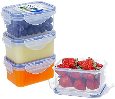 EASYLOCK 4PACK 180ML Kleine Dosen mit Deckel Plastik, Meal Prep Boxen, Mikrowellengeschirr, Auslaufsicher Tragbar und Langlebig