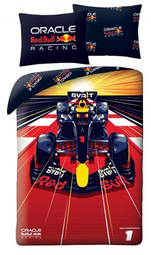 Halantex Wendebettwäsche Verstappen Formula 1 Red Bull Racing, 100% Baumwolle, Bettbezug 140 x 200 cm + Kissenbezug