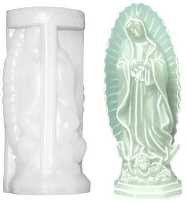 Moldes Para Velas De La Virgen María - Molde Para Hacer Cera De María De Silicona | Molde Artesanal De Vela Con Forma De Virgen María De Fácil Liberación De Resina Para Decoración Del Hogar, Moldes