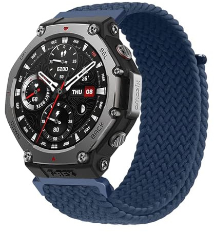 KUWAI Nylonband für Amazfit T-Rex 3 Armband, Nylon Geflochten Klettverschluss Armband für T-Rex 3 Armbänder für Herren Damen Sport Loop Band für T-Rex 3 Armband (1)