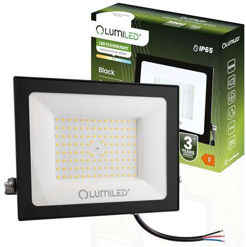 Lumiled LED Strahler 100W Superhell Außenstrahler 9000Lm LED Fluter Strahler für Außen IP65 Wasserdicht 4000K Neutralweiß Scheinwerfer Flutlichter schwarz Flutlichtstrahler