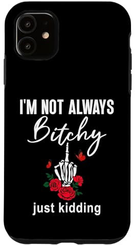 iPhone 11 Bitchy Signs,Middle Finger Skeleton Hand Flipping the Bird Case