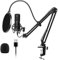 CWCQGH Usb Streaming Podcast Pc Microphone Professional Studio Cardioid Condenser Mic Kit with Sound Card Boom Arm Shock Mount Filter, for Karaoke Gaming Recording