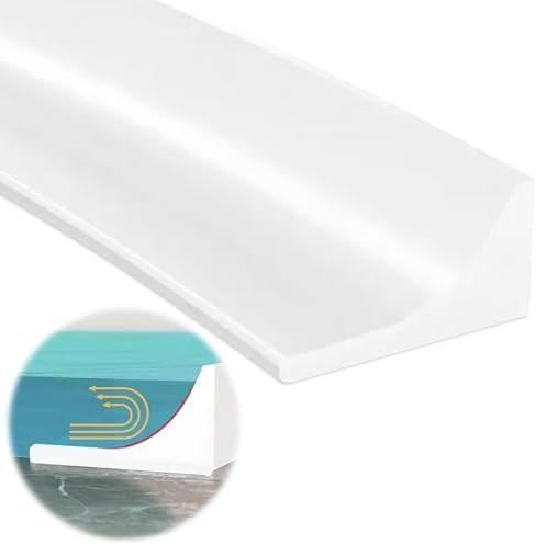 2M Shower Threshold Water Barrier, Silicone Wet Room Floor Barrier, Self Adhesive Bathroom Water Dam Water Stopper Strip Shower Screen Seal Strip Shower Tray Sealing Strip for Dry and Wet for Kitchen