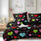 Gezu Housse de Couette 220x240 Cœur Rouge Noir Ado Adulte 3D Motif Imprimé Parure de Lit 2 Personnes avec Fermeture Éclair Housse Couette Filles en Microfibre Doux avec 2 Taies d'oreiller 65x65cm