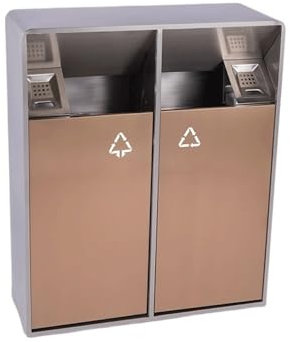 poubelle d'extérieur avec couvercle Poubelle intérieure/extérieure 38L/80L, poubelle carrée en métal à double baril, grande poubelle commerciale domestique moderne (avec cendrier) Grande poubelle d'un
