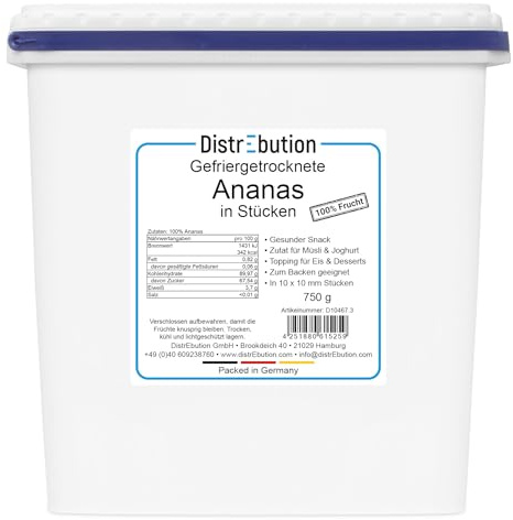 Gefriergetrocknete Ananas Stücke 750g Knuspriger Snack, Ohne Zucker, Vegan