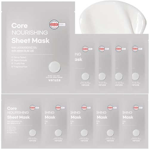 Core Nourishing Sheet Masks with Niacinamide Serum 5% for Dry Skin Tranexamic Acid, Rice Face Mask for Glass Skin Care, Moisturizing Glowing & Anti-Aging, Cruelty Free, Fragrance Free 1OEA