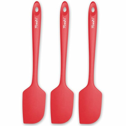 3 Pack Large Silicone Spatula for Kitchen,600°F Heat Resistant Rubber Spatulas for Baking,Cooking, Scraping,and Mixing,Non Stick Kitchen Utensils, BPA Free, 11.2 in (red)