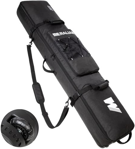 MERALIAN Snowboardtasche mit Rollen, gepolsterte Rolltasche für einzelne Snowboard- und Snowboardstiefel, erhältlich in 160 cm und 170 cm.